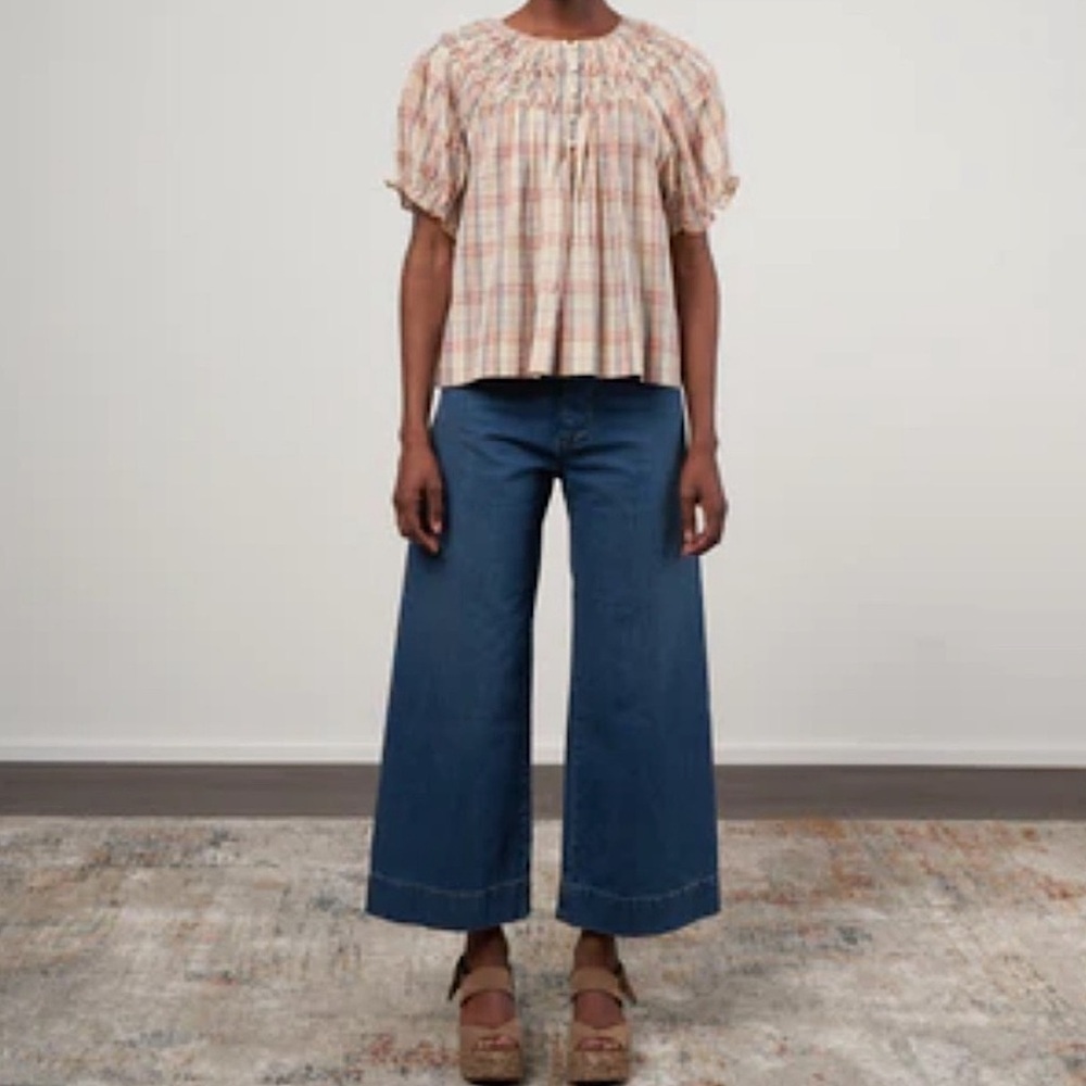THE GREAT. The Seafair Jean‎ Ultrahigh Wide Leg Jean Blue Grass Wash 26